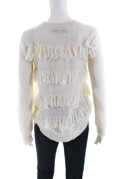 Society For Rational Dress x Scoop Womens Alpaca Fringe Sweater Ivory Size S