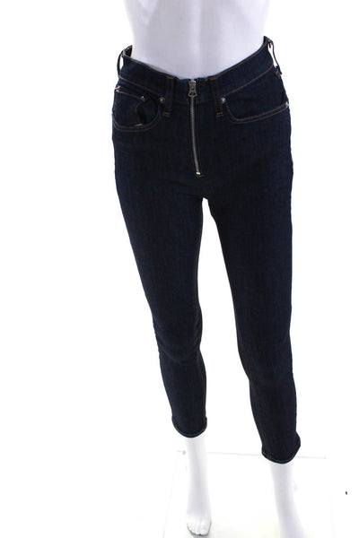 Rag & Bone Womens Denim High Rise Exposed Zipper Skinny Jeans Blue Size 25