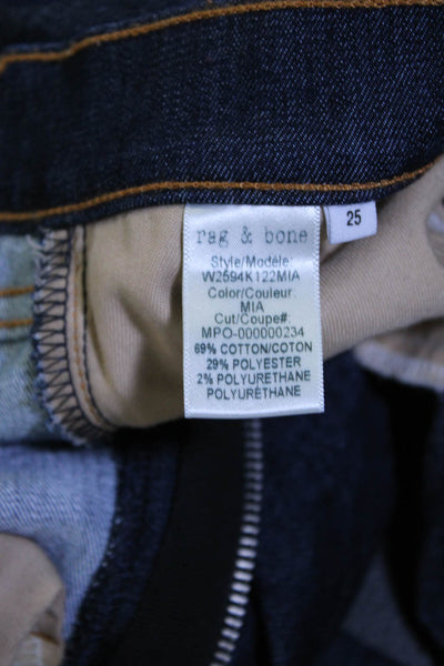 Rag & Bone Womens Denim High Rise Exposed Zipper Skinny Jeans Blue Size 25