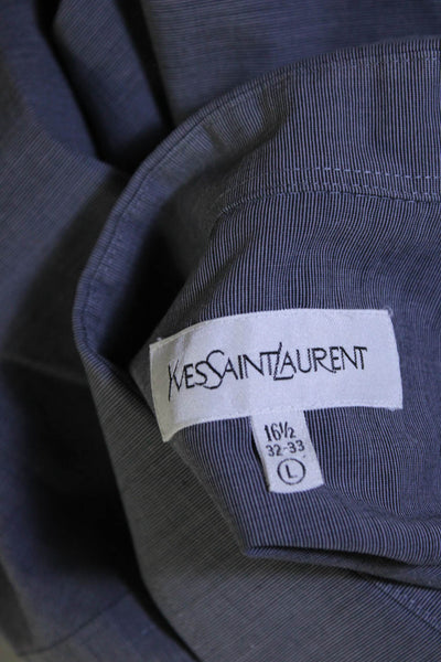 Yves Saint Laurent Mens Button Front Collared Dress Shirt Gray Cotton Size 16.5
