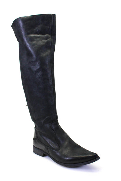 Free People Womens Leather Pointed Toe Knee High Boots Grey Size 39 9