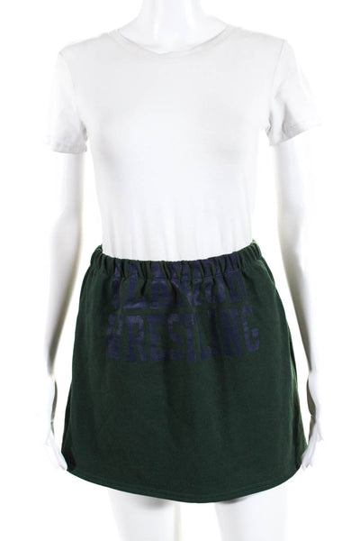 Urban Renewal Womens Elastic Waistband Wrestling Mini Skirt Green Cotton S/M