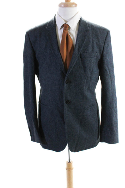 COS Mens Woven Notched Collar Two Button Blazer Jacket Blue Size 42