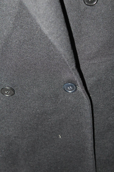 Ungaro Mens Peak Lapel Cashmere Fleece Double Breasted Peacoat Black Size 40