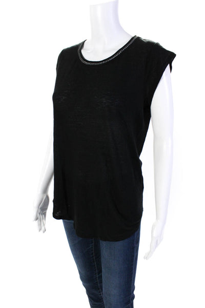 Joie Womens Jersey Knit Chain link Necklace Short Sleeve T-Shirt Black Size XS