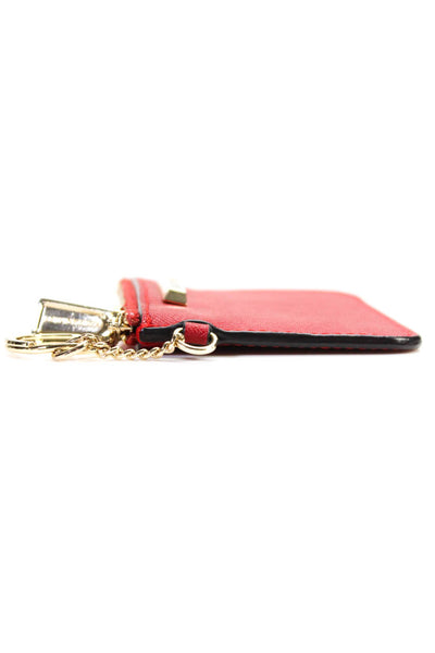 Rebecca Minkoff Womens Zippered Key Chain Coin Purse Wallet Red Gold Tone 4.75"