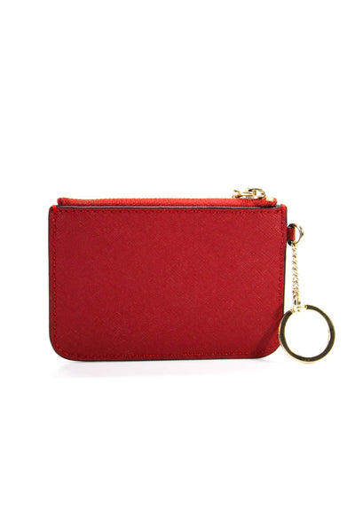Rebecca Minkoff Womens Zippered Key Chain Coin Purse Wallet Red Gold Tone 4.75"
