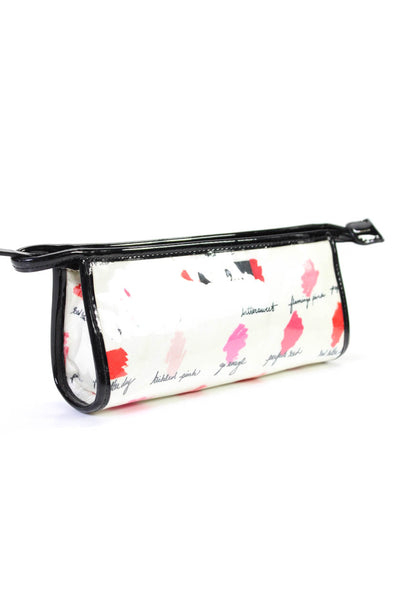 Kate Spade New York Womens Clear Fabric Zippered Pouch Wallet White Pink Black