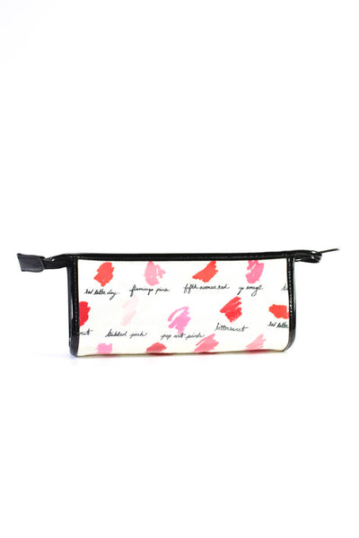 Kate Spade New York Womens Clear Fabric Zippered Pouch Wallet White Pink Black