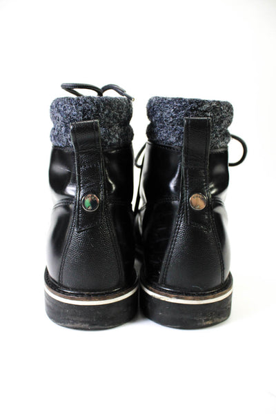Montoro Mens Patent Leather Lace Up Block Heel Combat Boots Black Size 10