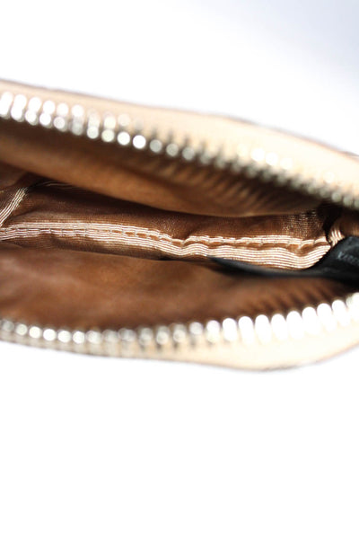 Karen Millen Womens Leather Alligator Embossed Zip Around Pouch Wallet Beige