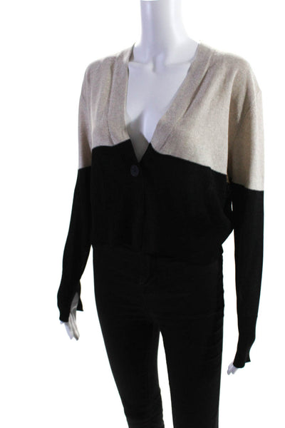 Lorena Antoniazzi Womens Color Block V Neck Cardigan Sweater Black Ivory IT 42