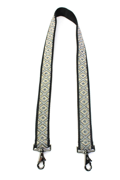 Carrie'd NYC Womens Geometric Studded Webbing Handbag Strap Black Silver Gold