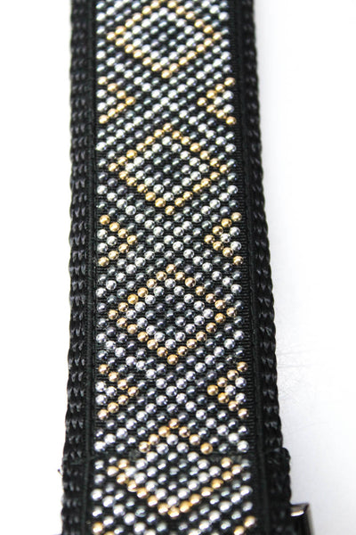 Carrie'd NYC Womens Geometric Studded Webbing Handbag Strap Black Silver Gold