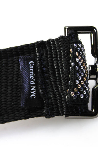 Carrie'd NYC Womens Geometric Studded Webbing Handbag Strap Black Silver Gold