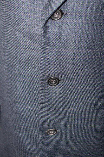 Hickey Freeman Men's Collar Long Sleeves Jacket Blue Plaid Size 40