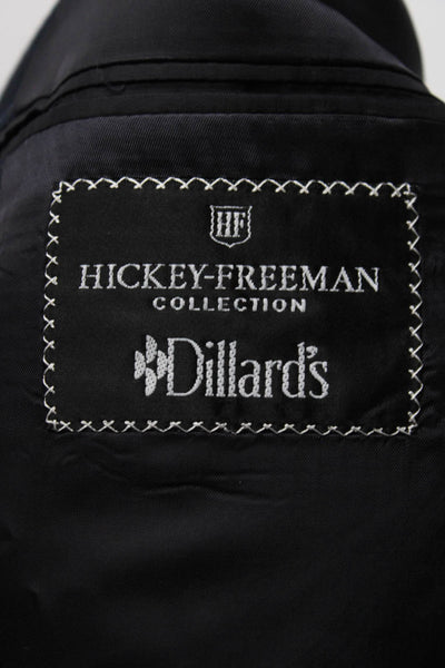 Hickey Freeman Men's Collar Long Sleeves Jacket Blue Plaid Size 40