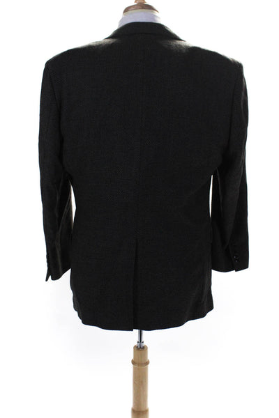 Zino Men's Collar Long Sleeves Line Two Button Jacket Black Size 40