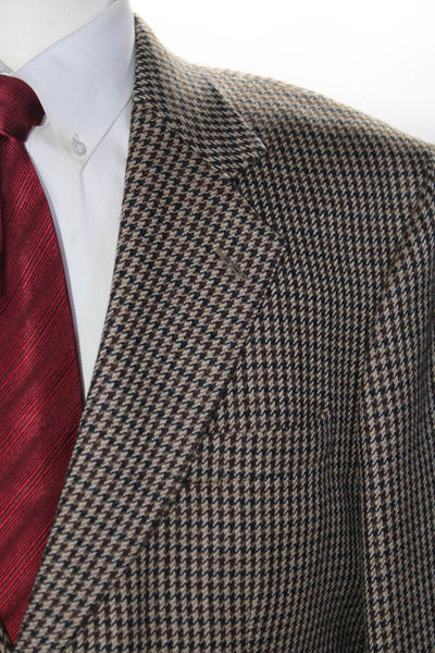 Oscar de la Renta Men's Collar Long Sleeves Two Button Plaid Jacket Size 42