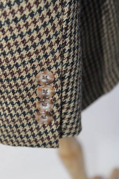 Oscar de la Renta Men's Collar Long Sleeves Two Button Plaid Jacket Size 42