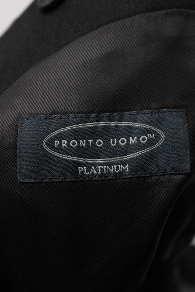Pronto Uomo Premium Mens 100% Wool Two Button Collared Blazer Black Size 42R