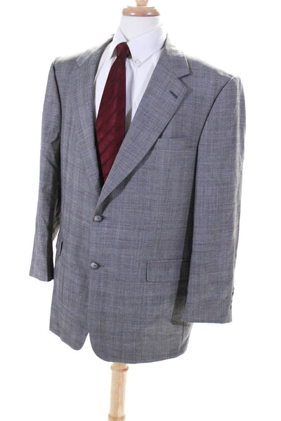 Hart Schaffner Marx Mens Plaid Two Button Long Sleeved Blazer Gray Size 46R