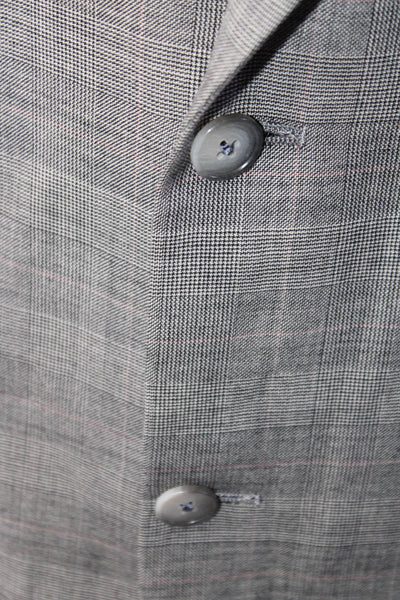 Hart Schaffner Marx Mens Plaid Two Button Long Sleeved Blazer Gray Size 46R
