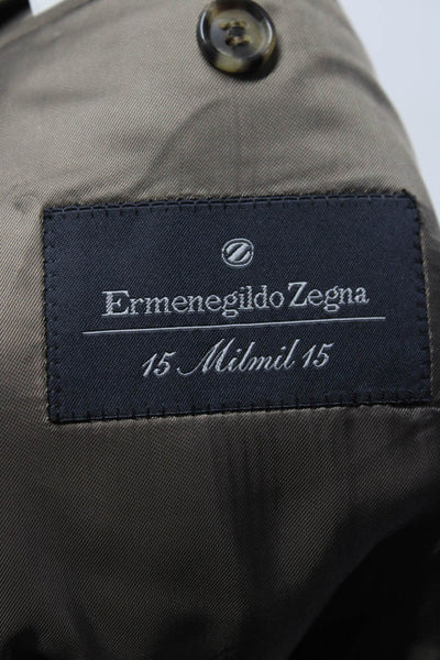 Ermenegildo Zegna Mens Plaid Tortoiseshell Two Button Blazer Brown Size 42R