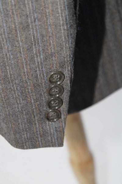 Calvin Klein Mens Pinstriped Three Button Blazer Suit Jacket Brown Size 44R
