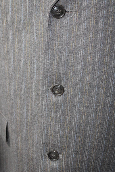 Calvin Klein Mens Pinstriped Three Button Blazer Suit Jacket Brown Size 44R