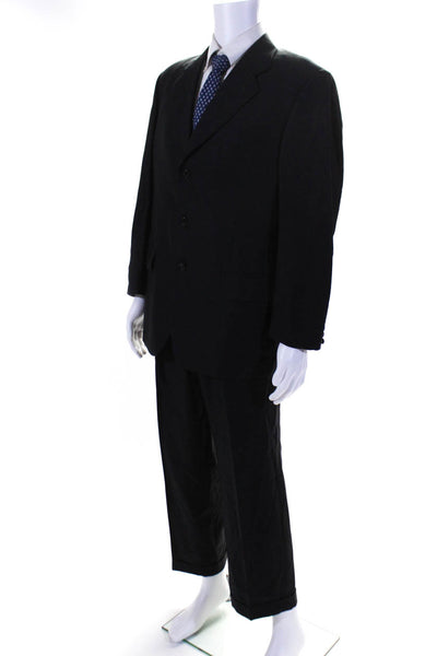 Silvio Bresciani Men's Long Sleeves Line Two Piece Pant Suit Black Size 42