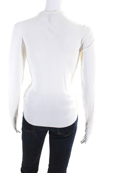 Rag & Bone Womens Merino Wool Full Zip Long Sleeve Knit Top White Ivory Size S