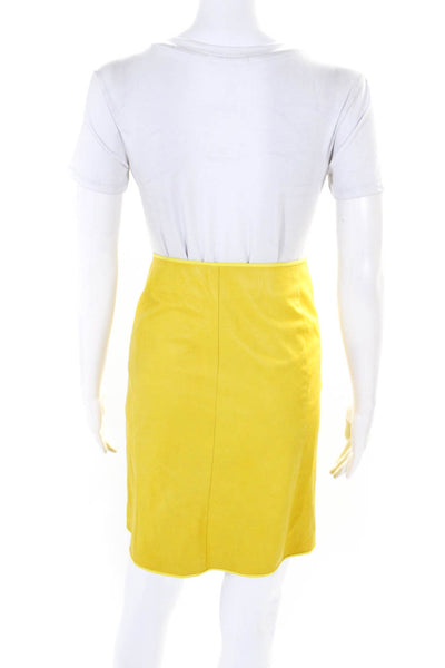Reed Krakoff Womens Leather Asymmetric Knee Length Straight Skirt Yellow Size 8