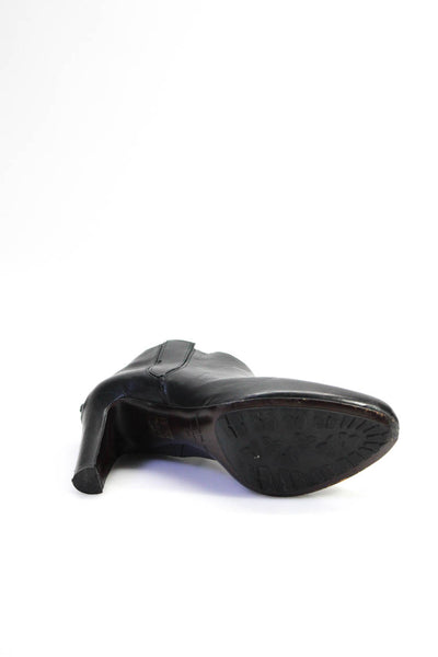 Roberto Del Carlo Womens Leather Zipped Block Heels Booties Black Size EUR38