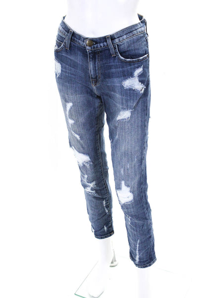 Current/Elliott Womens Cotton Distressed Low-Rise Boyfriend Jeans Blue Size 26