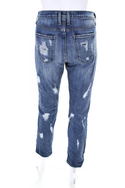 Current/Elliott Womens Cotton Distressed Low-Rise Boyfriend Jeans Blue Size 26