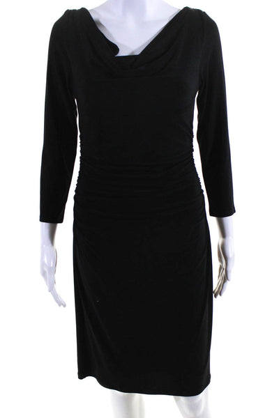 Lauren Ralph Lauren Womens Cowl Neck Long Sleeved Bodycon Dress Black Size 4
