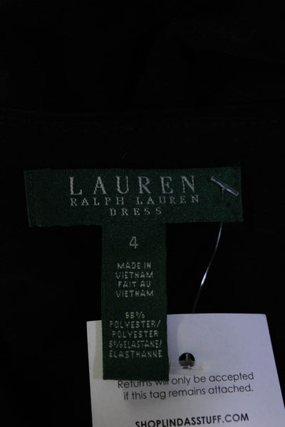 Lauren Ralph Lauren Womens Cowl Neck Long Sleeved Bodycon Dress Black Size 4