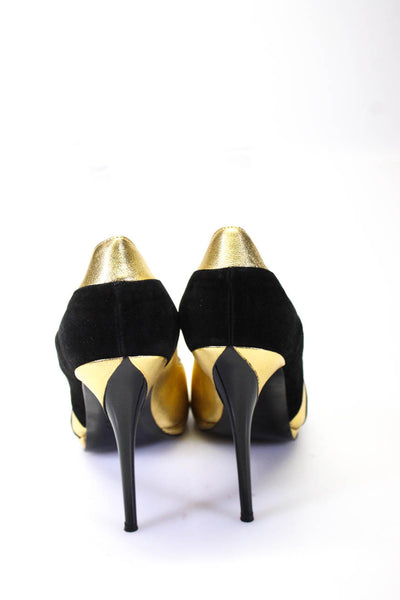 Georgina Goodman Womens Metallic Colorblock High Heels Gold Tone Black Size 8