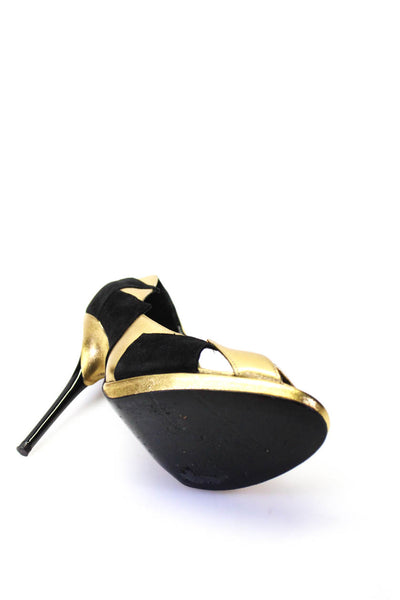Georgina Goodman Womens Metallic Colorblock High Heels Gold Tone Black Size 8