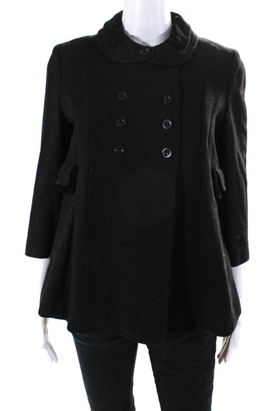 See by Chloe Womens Wool Double Breasted Collared Mid Length Coat Black Size 4