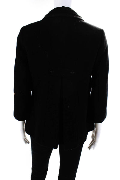 See by Chloe Womens Wool Double Breasted Collared Mid Length Coat Black Size 4