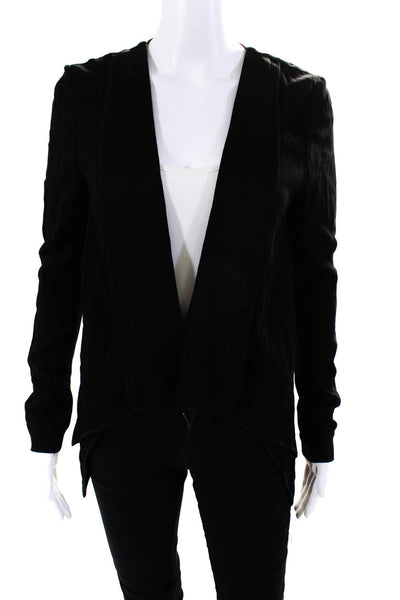 BCBG Max Azria Runway Womens Asymmetrical Hem Open Front Blazer Black Size S