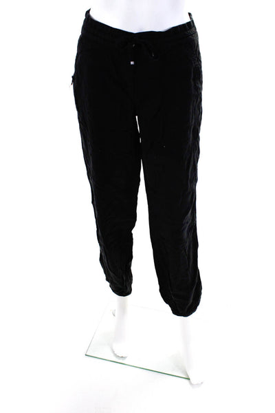 Tahari Womens Drawstring Buttoned Tapered Casual Jogger Cargo Pants Black Size S