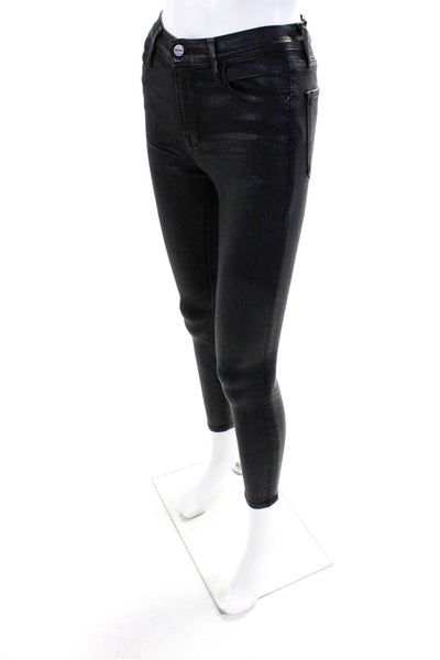 Frame Womens Cotton Buttoned Zip Skinny Leg Dress Pants Black Size EUR25