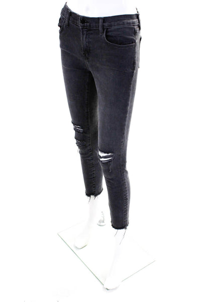 J Brand Womens Cotton Buttoned Distress Skinny Leg Jeans Black Size EUR26