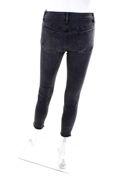 J Brand Womens Cotton Buttoned Distress Skinny Leg Jeans Black Size EUR26