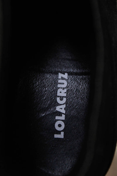 Lola Cruz Womens Asymmetrical Collared Zipped Block Heels Boots Black Size EUR40