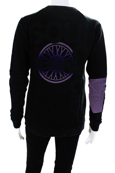 Soul Cycle Womens Graphic Print Crew Neck Sweatshirt Black Purple Size Small