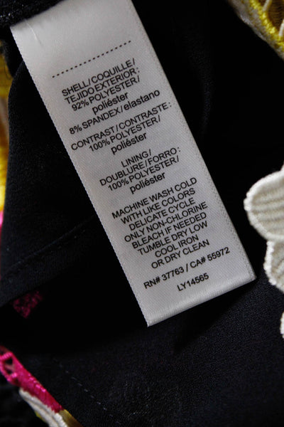 Laundry by Shelli Segal Womens Lace Hem V Neck Shift Dress Black Pink Size 4